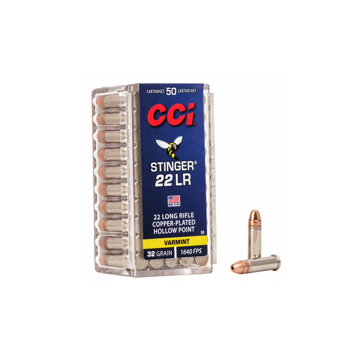 Патрон нарізний CCI STINGER 22LR, CPHP, 32GR (2,07 г)